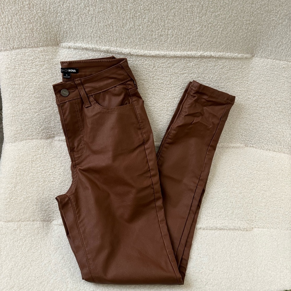 Fashion Nova Brown Leather Pants